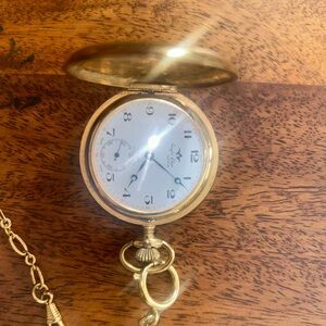 Gold Pocket Watch with Chain